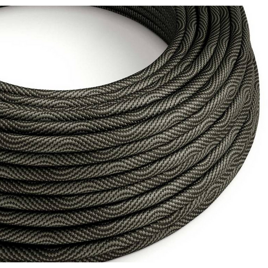 Round Electric Cable - Optical Black & Grey Rayon