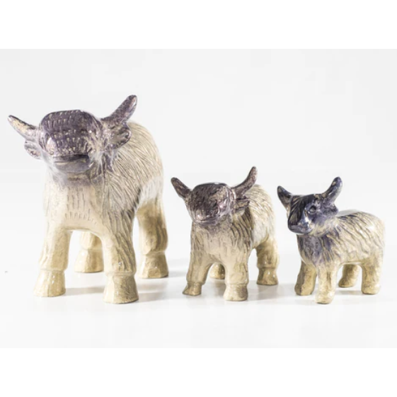 Highland Cow Brushed Silver