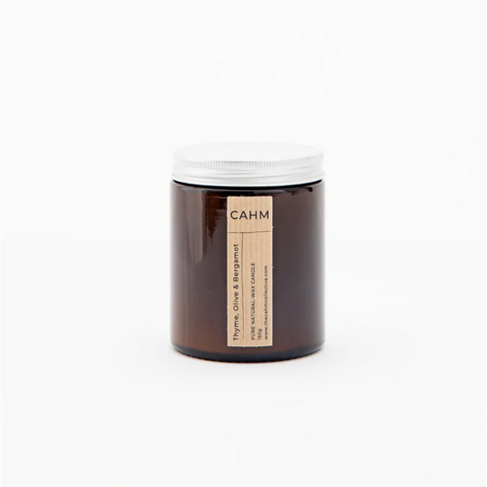 Thyme, Olive and Bergamont 150g Candle in a Amber Jar