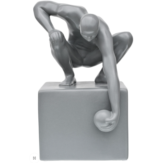 Ceramic World In His Hand Sculpture - Grey