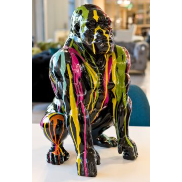 Painted Black Gorilla Statuette
