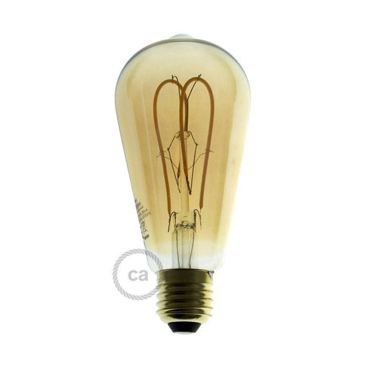 LED Edison Curved Double Loop Filament Bulb E27 5 watt Gold