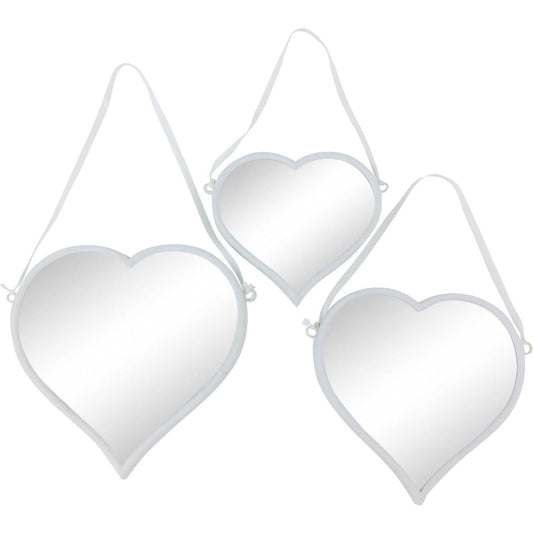 Set of 3 Hanging Heart Mirrors