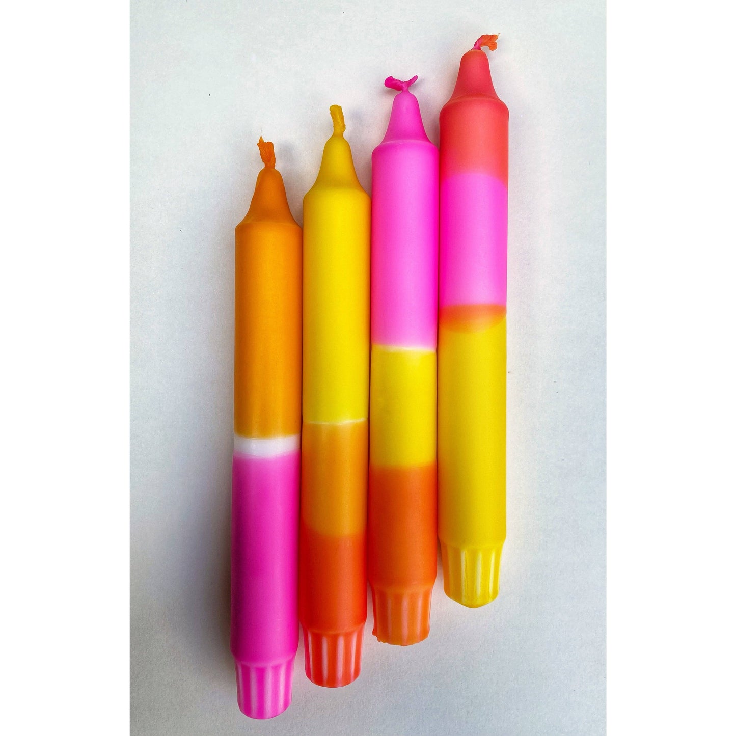 SUNSET BRIGHTS Dip Dye Dinner Candles set of 4