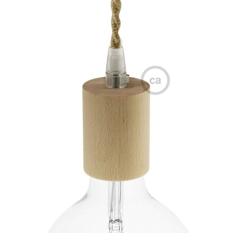 Lamp holder E27 Natural Wood Drop Cap with Grip