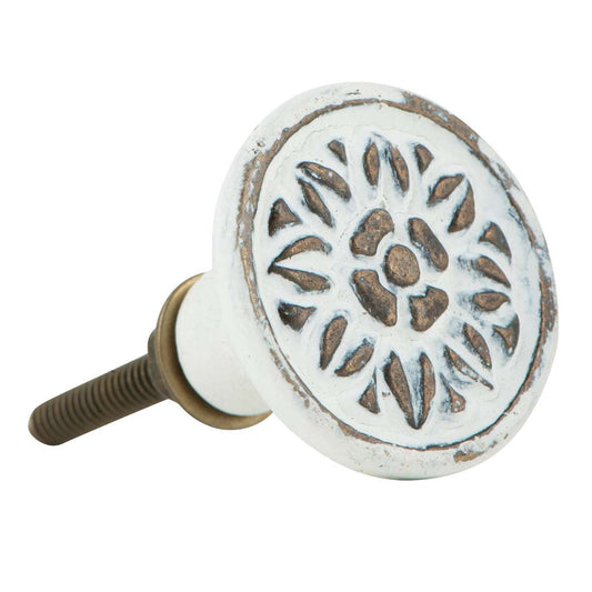 Whitewashed cast iron knob