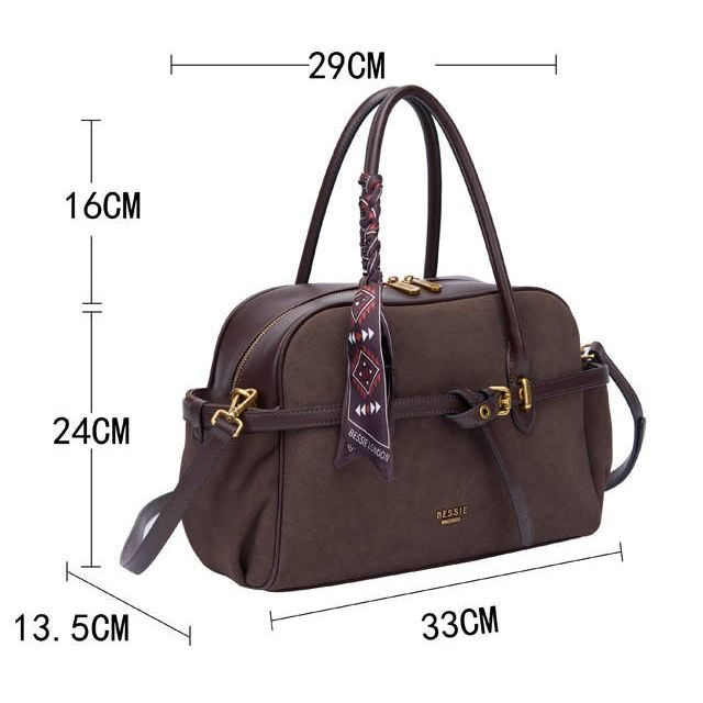Suede Look Knot Bag With Scarf - Burgundy