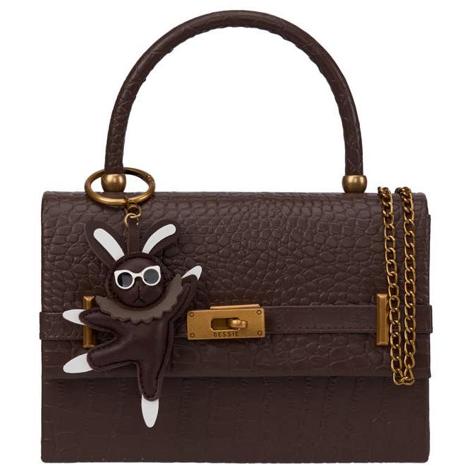 Croc Print Panel Crossbody Bag - Wine