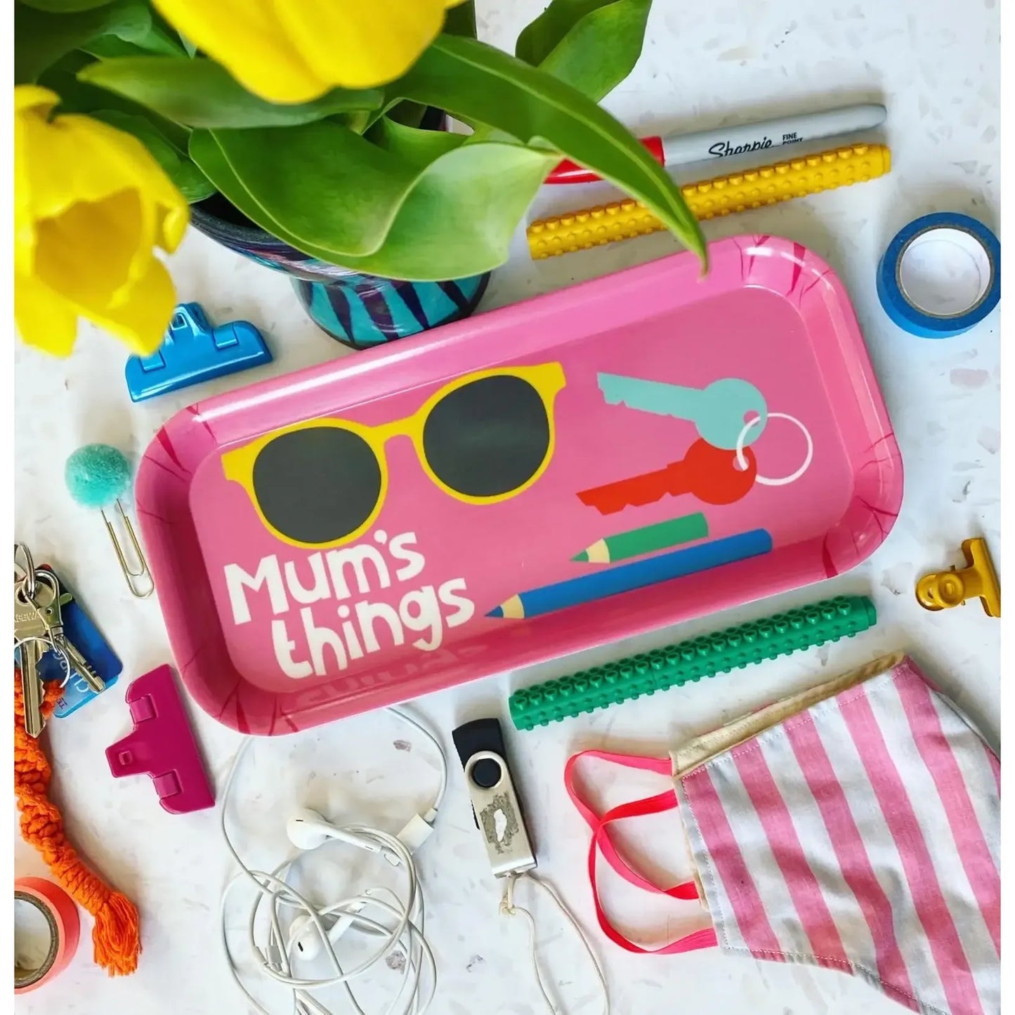 Mum's Things Melamine Tray - Pink