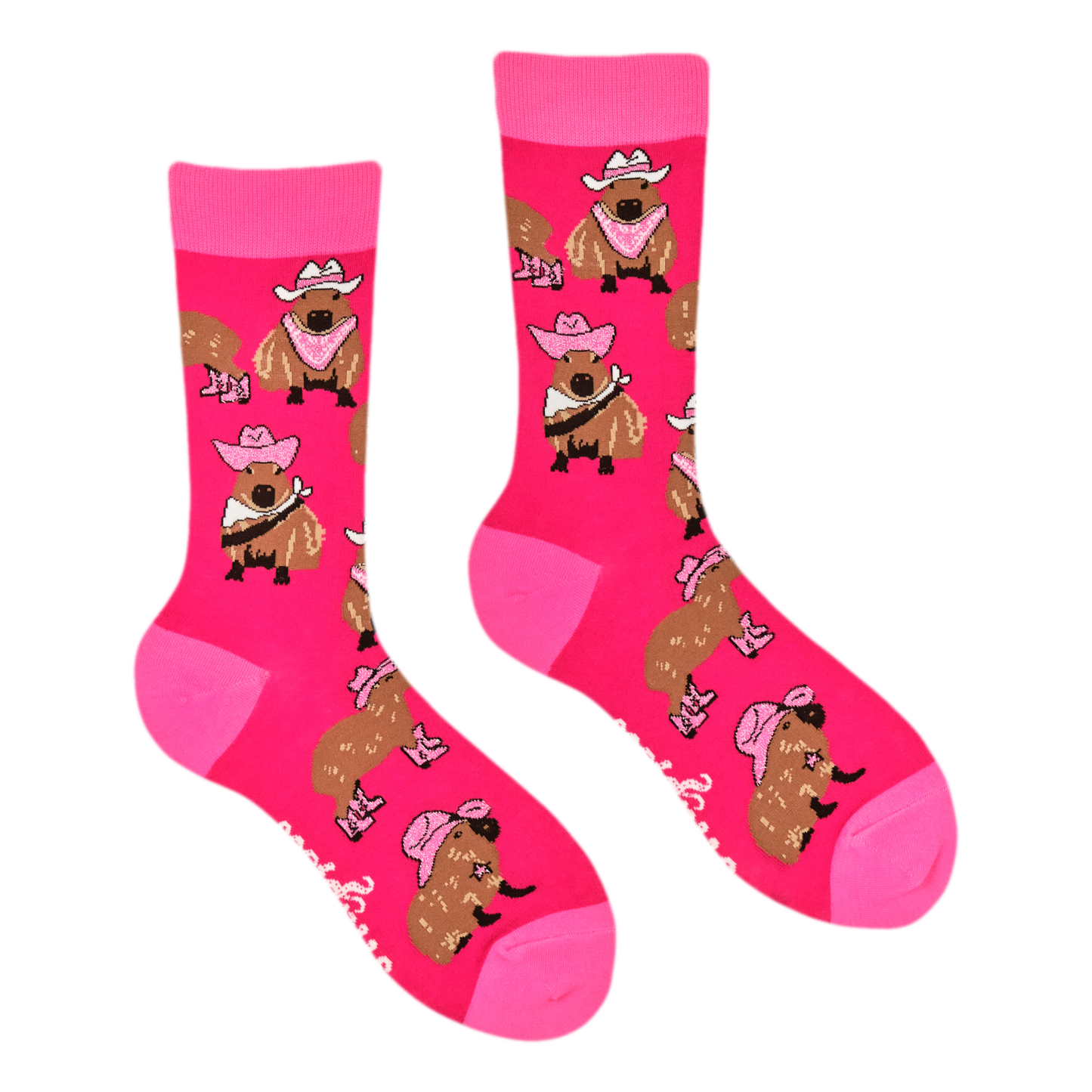 Socktopus Ladies - Cowboy Capybara Socks - Pink