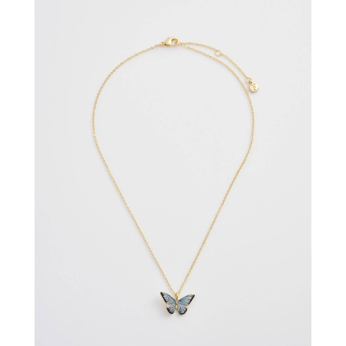 Enamel Blue Butterfly Short Necklace
