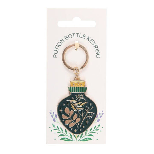 Green Witch Potion Bottle Keyring