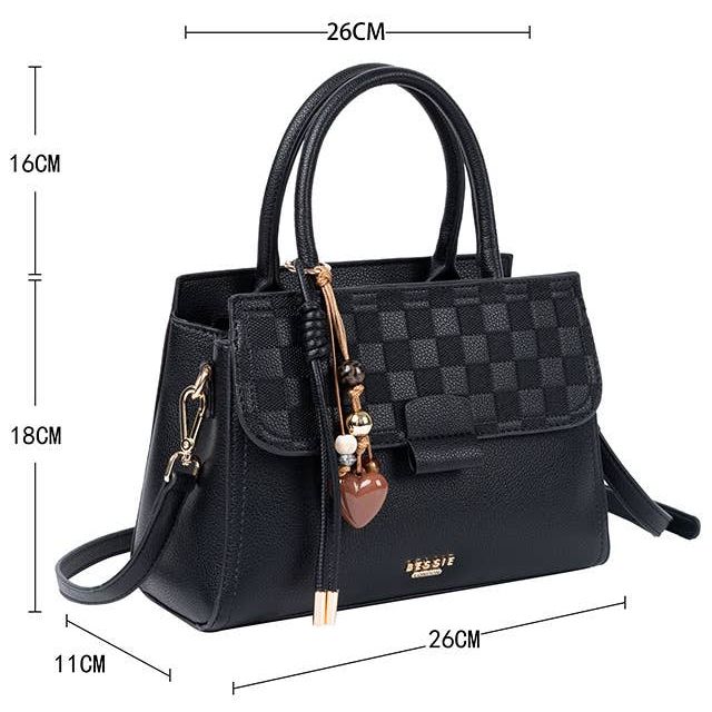 Beige Checkerboard Tote Bag
