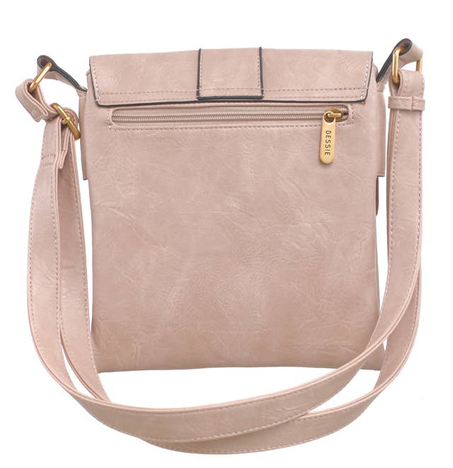 Classic Flap Over Buckle Crossbody Bag - Pink