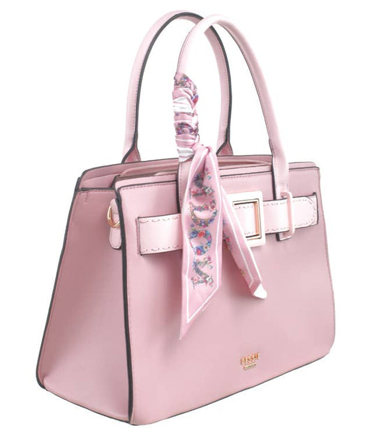 Sculpted Belted Tote Bag - Pink