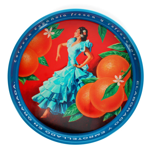 Cerveza Española Round Metal Serving Tray -