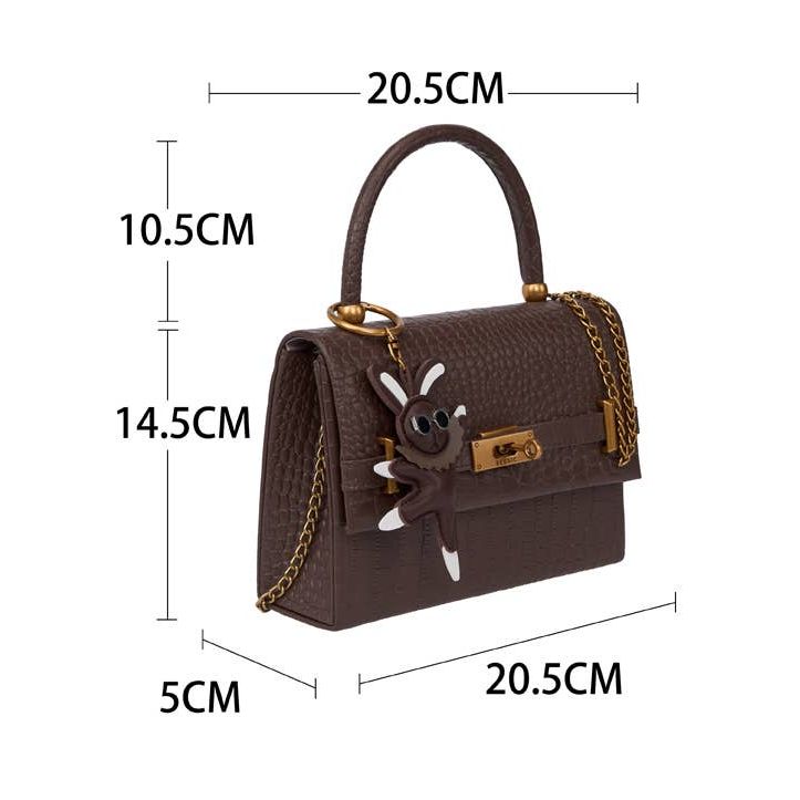 Croc Print Panel Crossbody Bag - Wine