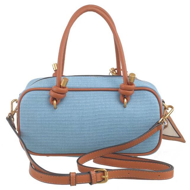 East West Tote Bag With Scarf and Charm - Blue