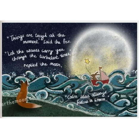 Fox Under The Moon Print - P2208 Waves