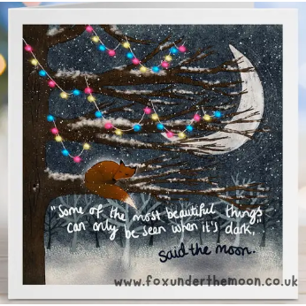 Fox Under The Moon Card - CX02 When It's Dark