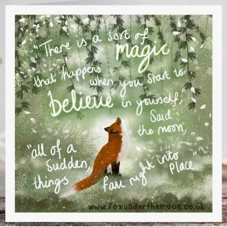 Fox Under The Moon Card - C2302 Believe