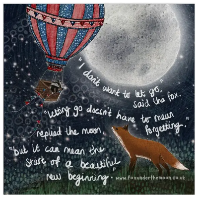 Fox Under The Moon Card - C2210 Letting Go