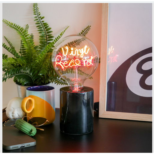 "Vinyl Record" Orange and Red LED Filament Light Bulb