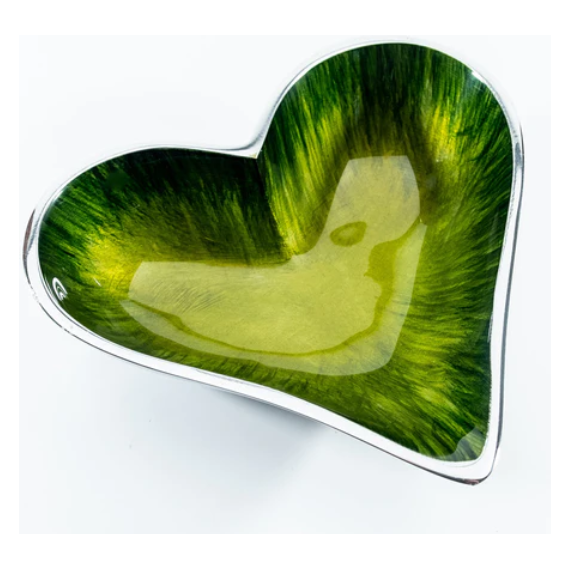 Tilnar Art Aluminium Collection - Heart Dish Small Brushed Green