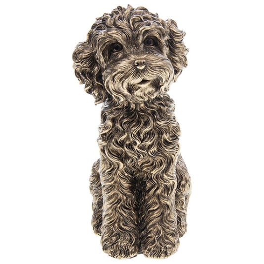 Bronze Detailed Sitting Cockapoo Figurine