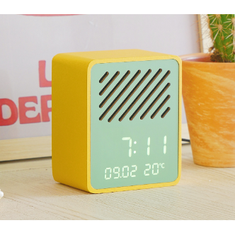 Rise and Play - Yellow Cabinet Green Fronted Bluetooth Speaker and Alarm Clock