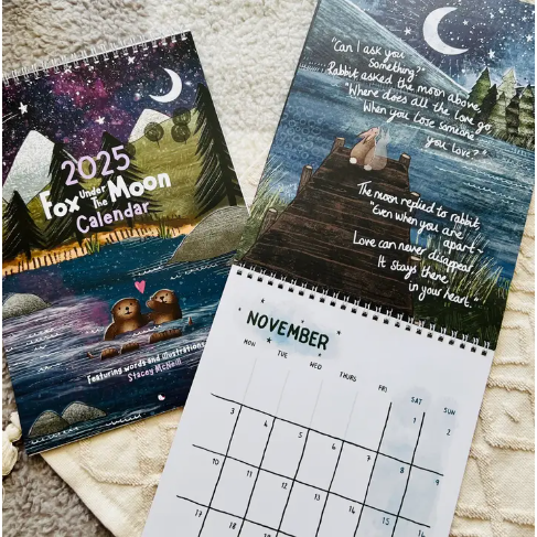 Fox Under The Moon - 2025 Wall Calendar Traditional Box Style