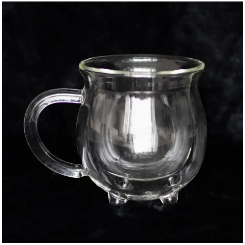 Clear Double Walled Glass Cauldron Mug