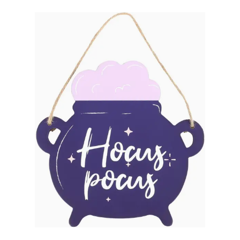 Hocus Pocus Cauldron Shaped Sign