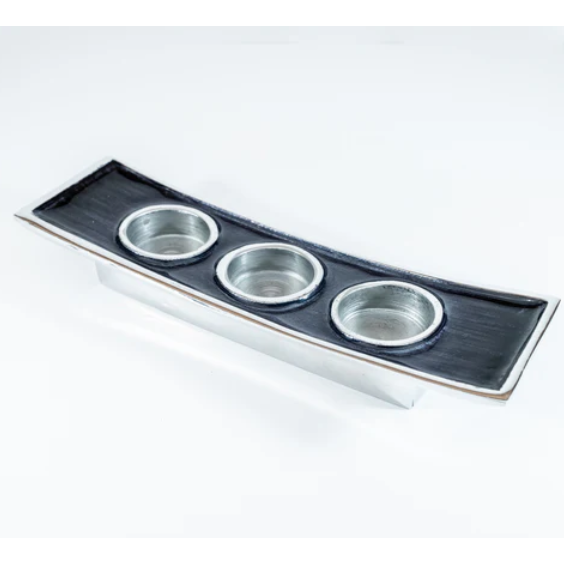 Tilnar Art Aluminium Collection - Triple Tea Light Holder Brushed Black