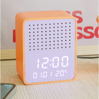 Rise and Play - Orange Cabinet Purple Fronted Bluetooth Speaker and Alarm Clock