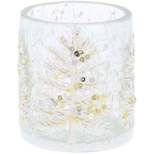 Christmas Crackle White Tree Tealight