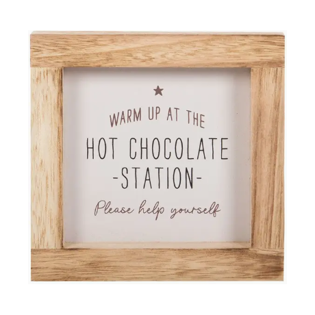 Hot Chocolate Station Christmas Wooden Frame Sign