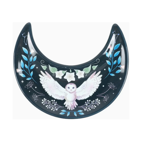 Crescent Moon Owl Trinket Dish