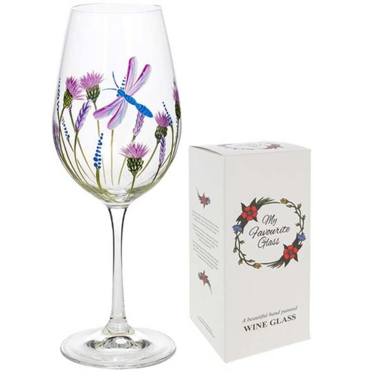 My Favourite Glass Dragonfly Garden Wine Glass