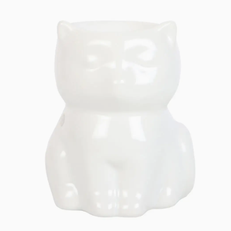 Ceramic Shiny White Cat Oil and Waxmelt Burner