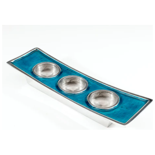 Tilnar Art Aluminium Collection - Triple Tea Light Holder Aqua