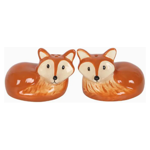 Ceramic Fox Salt and Pepper Shakers