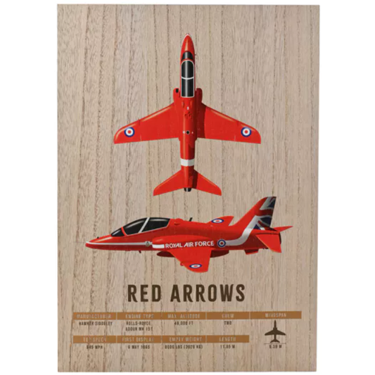RAF Red Arrows Wood Effect A3 Wall Plaque
