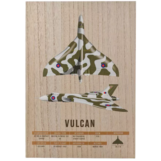 RAF Vulcan Bomber Wood Effect A3 Wall Plaque