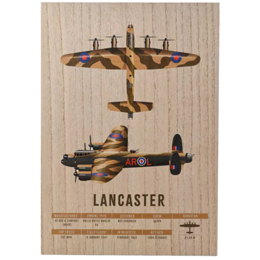 RAF Lancaster Bomber Wood Effect A3 Wall Plaque