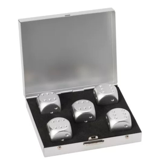 Silver Brushed Stainless Dice Set