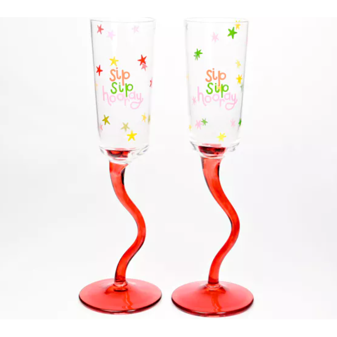 Wavy Stem Flute Glasses