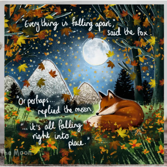 Fox Under The Moon Card - C2516 Falling Apart
