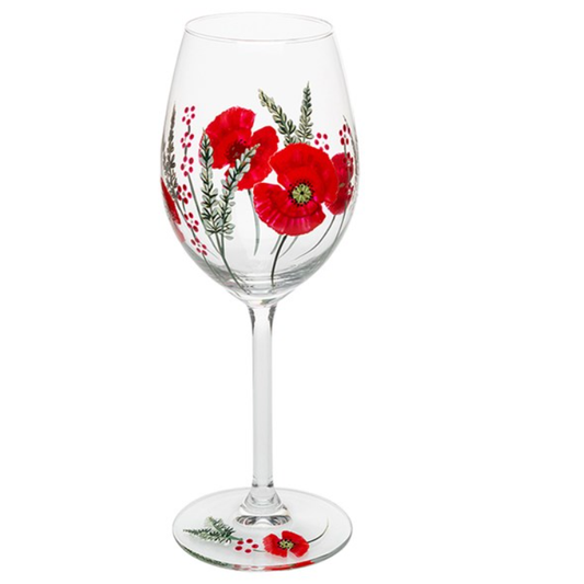 My Favourite Glass Poppy Wine Glass