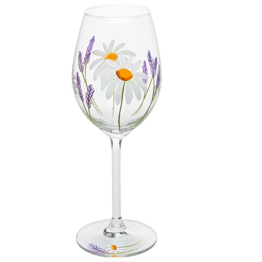 My Favourite Glass Daisy Wine Glass